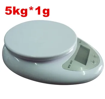 Digitálne Kuchynské Váhy Elektronické potravín 5kg 5000g * 1g Hmotnosti Balance Diétu Poštových Rozsahu oválne displej 20% zľava