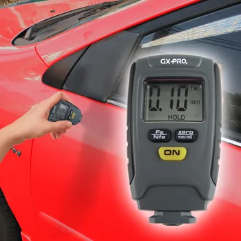 Digitálny LCD Povlak Hrúbky Rozchod Tester Auto Automobilový Farby Meter Hrúbka 1,25 mm Železa Hliníková Základňa