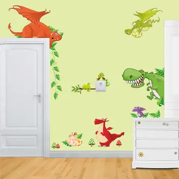 Dinosaurov wall art domáce dekorácie zvierat nálepky detská izba cartoon pegatinas adesivo parede deti stenu zooyoocd002