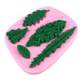 DIY 3D Leaf Tortu Hranice Silikónové Formy Fondant Cake Zdobenie Nástroje Čokoláda Cupcake Gumpaste Candy Hlinené Formy na Pečenie Nástroje