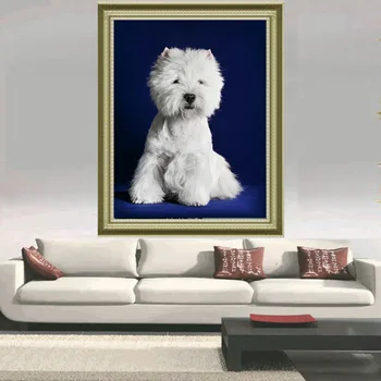 Diy 5d Diamond maľba Biela psa Diamond výšivky zvierat plné námestie Diamond mozaiky remesiel Vyšívanie, maľovanie drahokamu