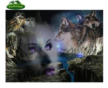 DIY Diamond výšivky dievča vlk ikonu 5d diamond maľovanie cross stitch sova diamond mozaiky predaj maľby kamienkami Domova