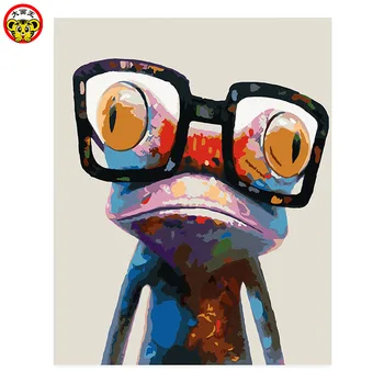Diy digitálne olej maľovanie podľa čísel, kreslenie ručne maľovaný obraz na Stenu Dekor pic Moderné abstraktné a stručné žaby sebe oči