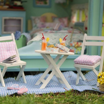 DIY Doll House Drevená Bábika Domy Miniatúrny domček pre bábiky s Nábytkom Súpravy, Hračky pre deti Darček cestovanie v Čase bábika domy-016