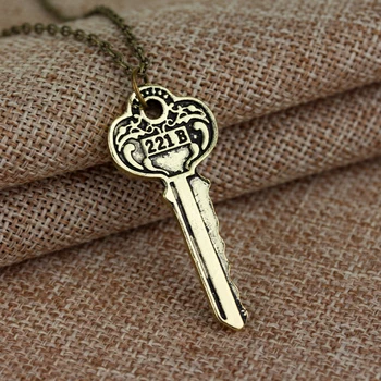 DIY Film Šperky Retro Tlačidlo Prívesky, Náhrdelníky Filmu Sherlock Obrázok kľúčom k 221B Dvere Prívesok Collier Príslušenstvo bižutériou
