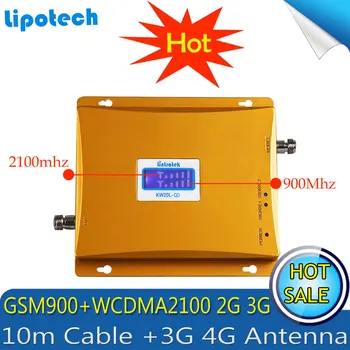 Diy Kit GSM 900Mhz 3G W-CDMA 2100Mhz Dual Band Mobilný Telefón Signál Booster GSM 900 2100 (UMTS) v Opakovač Signálu S LCD Displejom