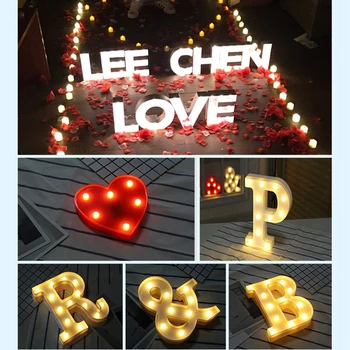 DIY Písmeno, Symbol, Znamenie Srdce Osvetlenie Plastové LED Svetlá Svadobný Deň svätého Valentína Spoveď navrhnúť manželstva Dekorácie