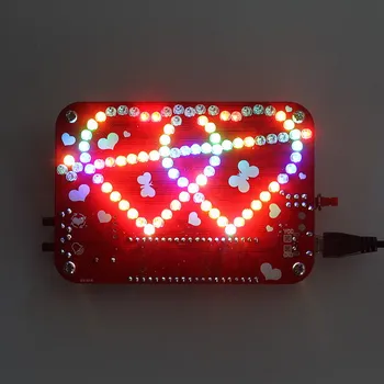 DIY RGB LED Dvojité tvare Srdca Ľahká Hudba w/ Shell Farebné DIY Kit Tvorivé Elektronické Stavebnice