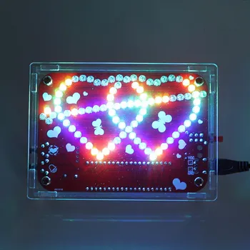 DIY RGB LED Dvojité tvare Srdca Ľahká Hudba w/ Shell Farebné DIY Kit Tvorivé Elektronické Stavebnice