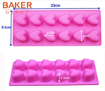 DIY silikónové formy nástroje pre jelly puding tortu formovať čokoládu mold 12 mreže srdce tvar CDSM-539