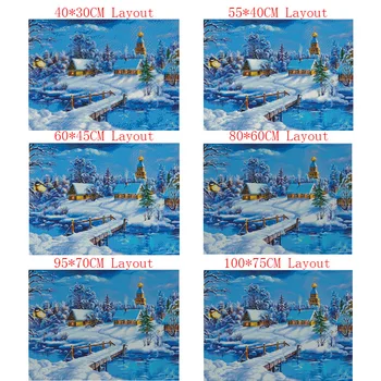 Diy Snow Zobraziť Chata Daimond Maľovanie 5d Námestie Diamond Mozaiky Cross Stitch Súprava Diamantových Výšivky domova ABC368