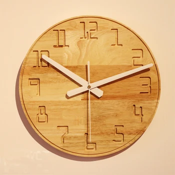 DIY Stručný obývacej izbe drevené nástenné hodiny Zdokonaľovanie Office dreva, Okrúhle nástenné hodiny Idylické dediny bell Ručné hodiny
