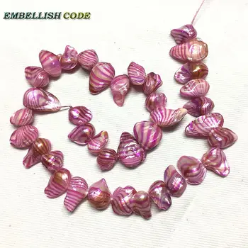 DIY šperkov v predaji lacné barokový žubrienky tvar Biwa perly, korálky prúžok ružová farbenie 11-13mm Strand 37pcs/veľa strane tváre diera