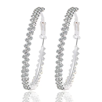 Dizajn značky new horúce Módne Luxusné Geometrie Kolo veľké dlhé hoop náušnice šperky Dvojité Drahokamu Náušnice pre ženy
