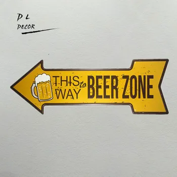 DL-Tento spôsob pivo zóny šípku nepravidelný tin prihlásiť bar plagáty na stenu, nálepky muž jaskyňa garáž dekor