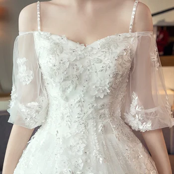 Dlho, polovičný rukáv moslimských čipky svadobné šaty vysokej kvality 2018 nevesta jednoduché svadobné šaty real foto weddingdress vestido de noiva