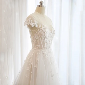 Dlho, polovičný rukáv čipky svadobné šaty high-end 2018 nevesta jednoduché svadobné šaty real foto weddingdress vestido de noiva boho morská víla