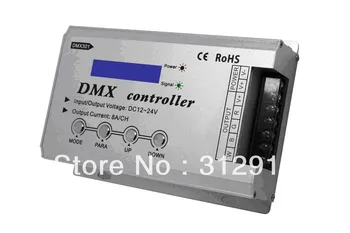 DMX konštantného napätia dekodér s LCD displej;DC12-24V príkon;8A*3channel PWM výstup