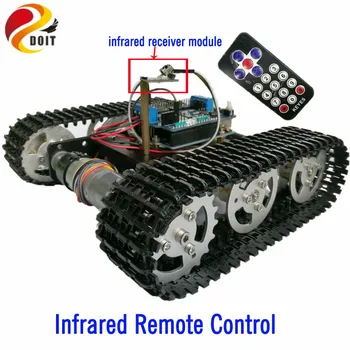 DOIT IR Ovládanie Sledované Nádrž Šasi s Arduino UNO R3 Doska+Motorového Pohonu Štít Rada telefonicky na DIY Robot Projektu