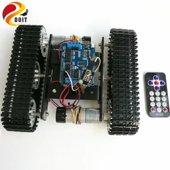 DOIT IR Ovládanie Sledované Nádrž Šasi s Arduino UNO R3 Doska+Motorového Pohonu Štít Rada telefonicky na DIY Robot Projektu