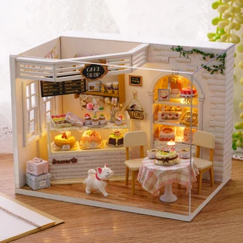 Doll House Poppenhuis Miniatúrne Ručné Casa De Boneca DIY hračka Narodeniny domček pre bábiky Handmake Vianočné Darčeky Mačka Tortu Denník ZH014