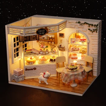 Doll House Poppenhuis Miniatúrne Ručné Casa De Boneca DIY hračka Narodeniny domček pre bábiky Handmake Vianočné Darčeky Mačka Tortu Denník ZH014