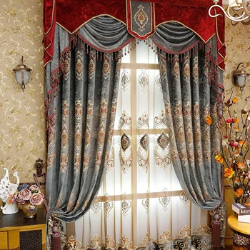 Domov Zákazku Luxusné Vyšívané Záclonka Dekorácie Zatmenie Opony Pre obývacej Izby, Spálne, Okno Liečba Závesy Tylu