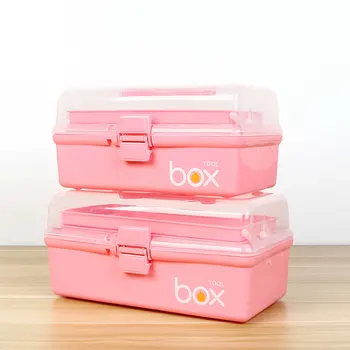 Domáce prenosné tri vrstvy tool box Art/Make-up/Ručné nástroje úložný box multi-function toolbox kufor