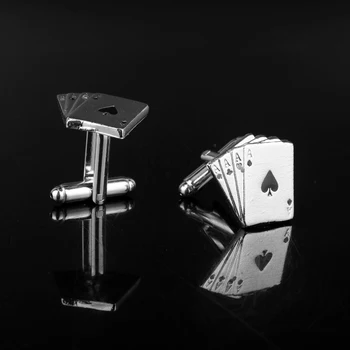 Dongsheng Groomsmen Darček Poker Cufflink pre Pánske Tričko Doplnky Striebornej Farby, manžetové Gombíky, Svadobné Šperky Mužov -25
