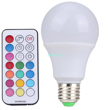 Doprava zadarmo, 10 Ks E27 10W RGB + W LED Žiarovka Svetla RGB Biela LED stolná Lampa downlight droplight osvetlenie s Diaľkovým ovládačom