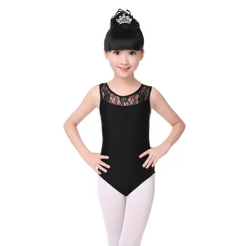 Doprava zadarmo 100-160 cm Kid Deti balet dance trikot vyhovovali lete Čiernej čipky Dievčatá sukne čipky telo vyhovovali exerise oblek