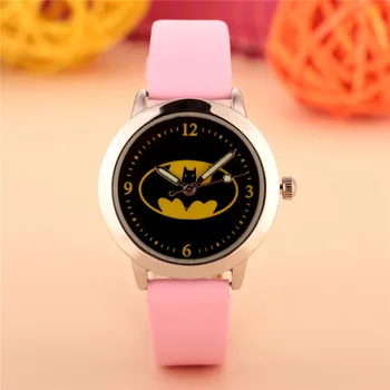 Doprava zadarmo 10pcs/veľa wholesales hot predaj 3D animovaný Batman chlapci darčeky hodinky quartz malé kožené náramkové hodinky