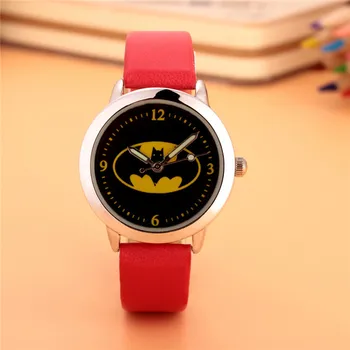 Doprava zadarmo 10pcs/veľa wholesales hot predaj 3D animovaný Batman chlapci darčeky hodinky quartz malé kožené náramkové hodinky