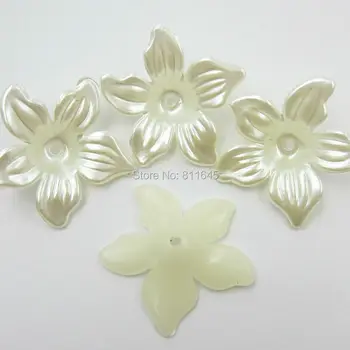 Doprava zadarmo 12pcs/veľa 29mm Slonovinová Farba Módne imitácie perál Kvet korálky s Otvorom Pre DIY Dekorácie