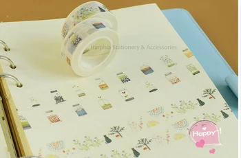 Doprava zadarmo 15 mm*10m DIY roztomilý papier washi maskovanie dekoratívne plánovač lepiace pásky školské potreby Scrapbooking Nástroje
