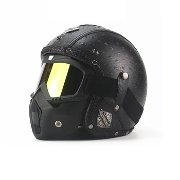 Doprava zadarmo 1pcs Teplej Kože Motocross Prilba Capacete Otvorené Tvár Pol Prilieb s okuliarov maska