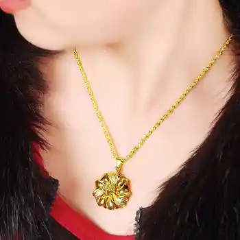 Doprava zadarmo 2016 nové Čistého zlata farba choker náhrdelník veľký kvet choker šperky YHDN129