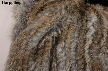 Doprava zadarmo 2017 králik kožušiny pletené vest žena kožušinový kabát anti sezóny prírodné reálne králik kožušiny vesta