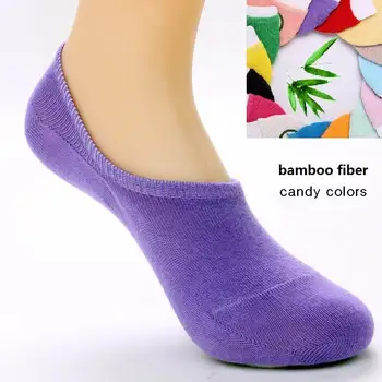 Doprava zadarmo 20pcs=10 párov/veľa Bambusové vlákna, bavlna Dámske candy farby neviditeľné Ponožky anti - slip členok sox lady vysokej qualtiy