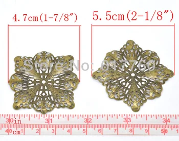 Doprava zadarmo-20Pcs Antické Bronzové Filigránske Kvet Zábaly Konektory DIY Šperky Zistenia 4.7x4.7 cm J0589