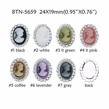 Doprava zadarmo 24X19mm oválne portrét kamienkami drahokamu tlačidlo flatback môžete vybrať farby 100KS/veľa(BTN-5659)
