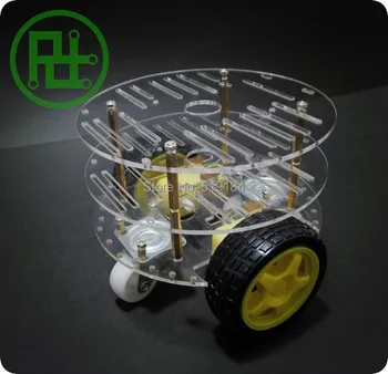 Doprava zadarmo 2WD Inteligentný Robot Auto 3 Vrstvy Akryl Akryl Šasi Súpravy s Rýchlosť Encoder pre Arduino