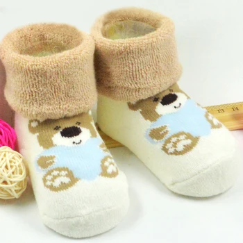 Doprava zadarmo 3Pair/Veľa Dieťa Novorodenec Non-Slip Ponožky Roztomilý Medveď Chlapci Dievčatá Ponožky zo Bavlny Vhodné 3M-3 Rok Baby Ponožky