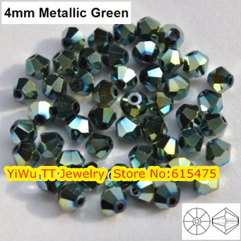 Doprava zadarmo, 720pcs/Veľa 3mm kovové zelená farba Čínsky Najvyššej Kvality Crystal Bicone Korálky