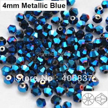 Doprava Zadarmo! 720pcs/Veľa, Čínsky Najvyššej Kvality 4 mm Kovové Modré Crystal Bicone Korálky