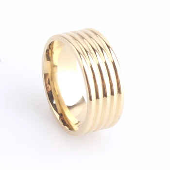 Doprava zadarmo 8mm zlatá farba štyri pruhy 316L Nerezovej Ocele, snubné prstene pre mužov, ženy, veľkoobchod