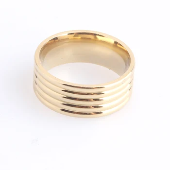 Doprava zadarmo 8mm zlatá farba štyri pruhy 316L Nerezovej Ocele, snubné prstene pre mužov, ženy, veľkoobchod