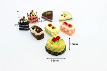 Doprava zadarmo,8pcs tortu 1/6 1/12 Miniatúrne potravín scény model doll house príslušenstvo mini 8 kusov cake