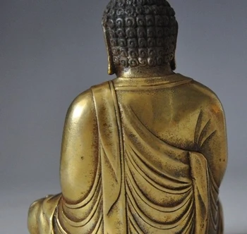 Doprava zadarmo 90 mm starého Čínskeho Buddhizmu bronzové Pozlátené šakjamúni Amitabha Tathagáta Budha socha