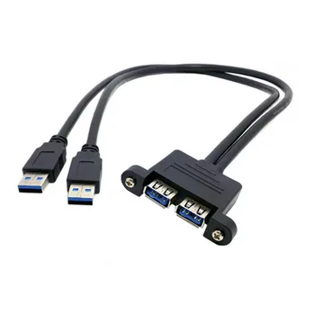 Doprava zadarmo combo dva USB 3.0 samec na USB 3.0 Samica Predlžovací Kábel 50 cm/100 cm s skrutku Panel Mount diery